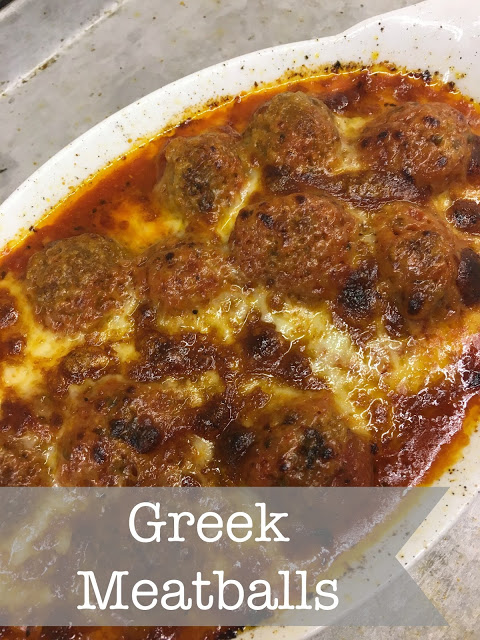 Low carb Greek meatballs are a comforting meal, easy to make during bsuy weeknights