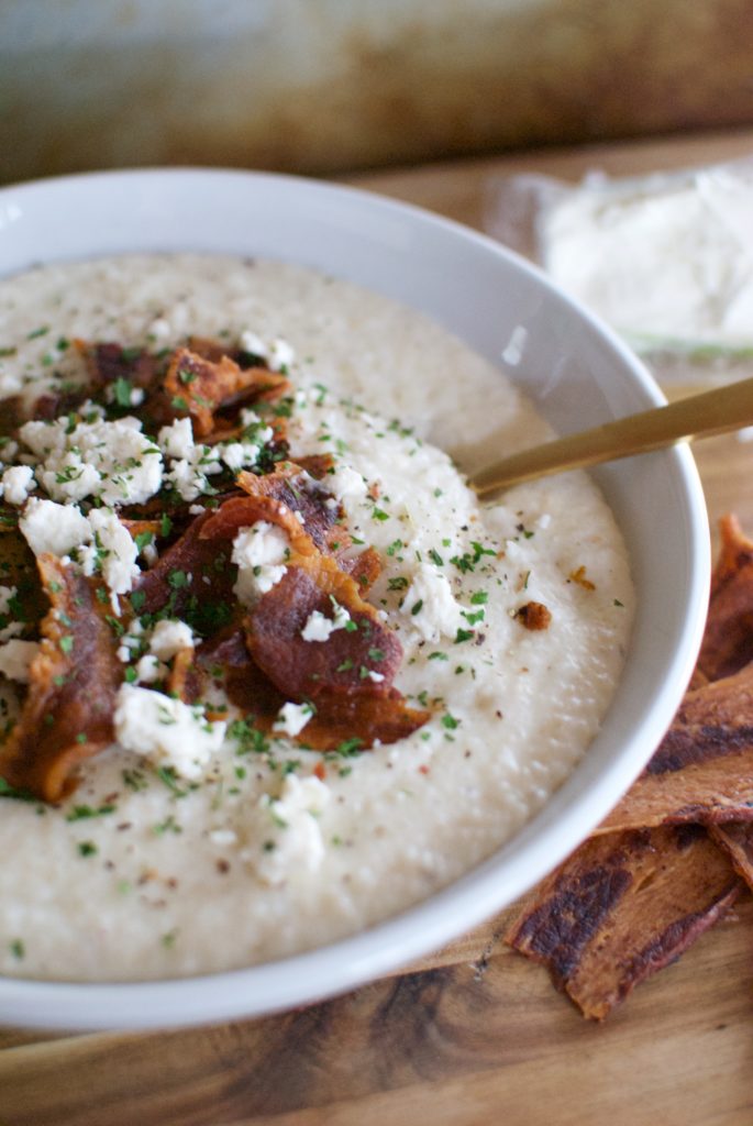 These goat cheese grits are a southern staple comfort food.