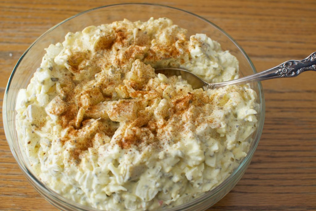 deviled potato salad combines your favorite potato salad with egg salad, and creates the best easter sunday salad!