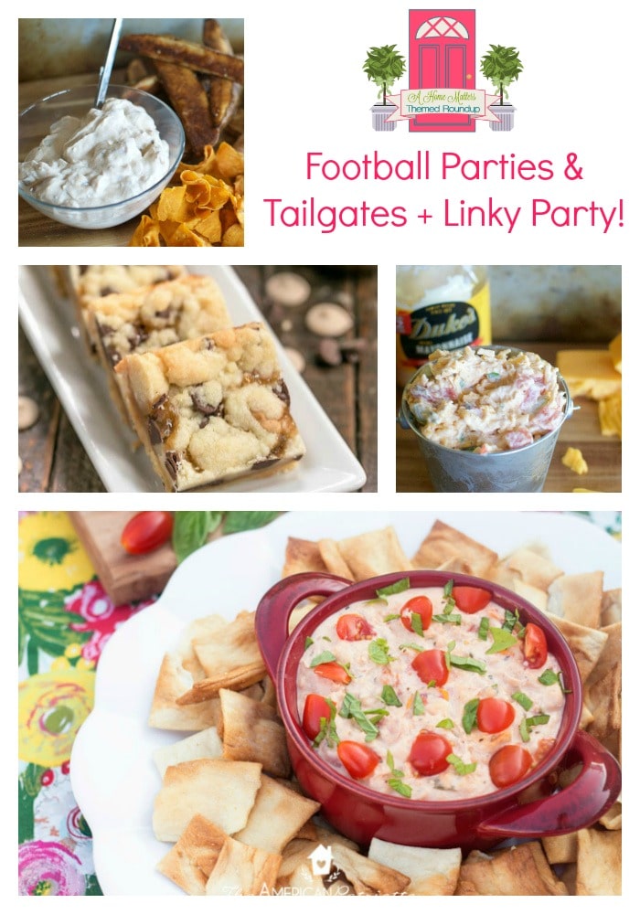 Kick off football parties or tailgating with great ideas for food and fun! Plus, link-up at Home Matters. #FootballParties #Tailgating #HomeMattersParty
