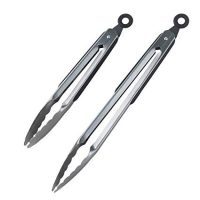 DRAGONN Premium Set of 12-inch and 9-inch Stainless-Steel Locking Kitchen Tongs, Set of 2 - Sturdy, Heavy Duty Tong Set - Great for Cooking, Grilling, and Barbecue (BBQ)