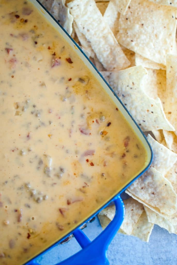 Chili Cheese Sauce with tortilla chips