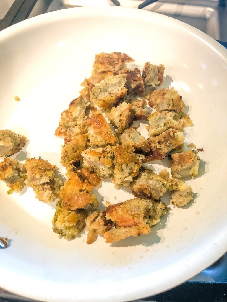 Stuffing in a pan for leftovers