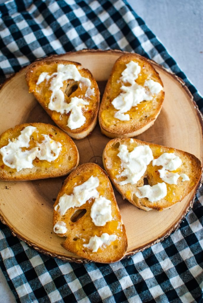 Goat Cheese Toast with Pepper Jelly