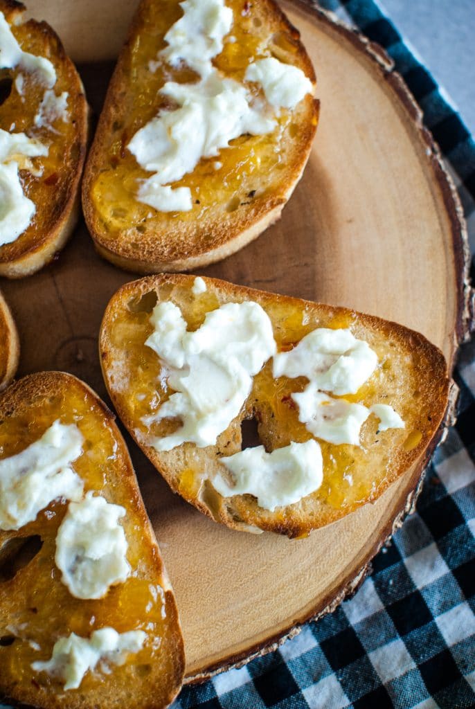 Pepper Jelly & Goat Cheese toast