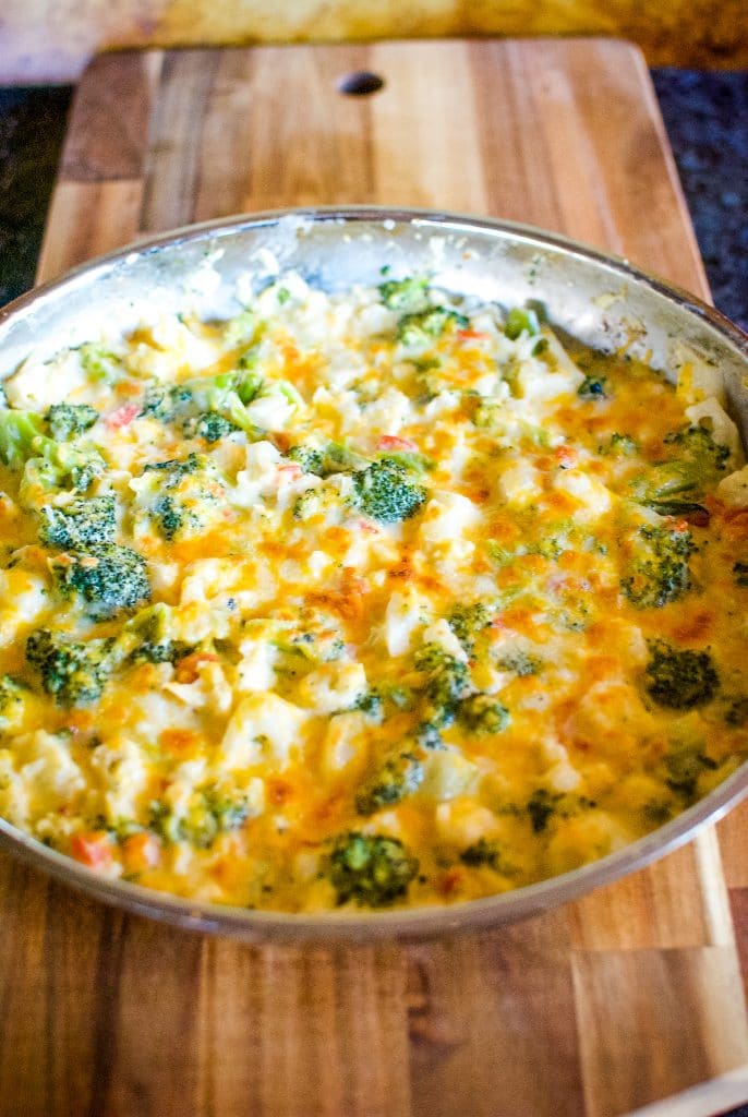 keto broccoli and cauliflower pimento cheese bake