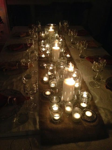 thanksgiving table setting with candles