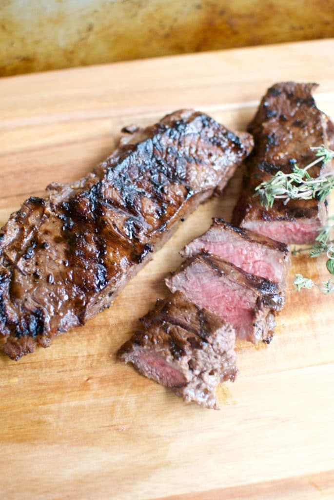 red wine herb-marinated steak
