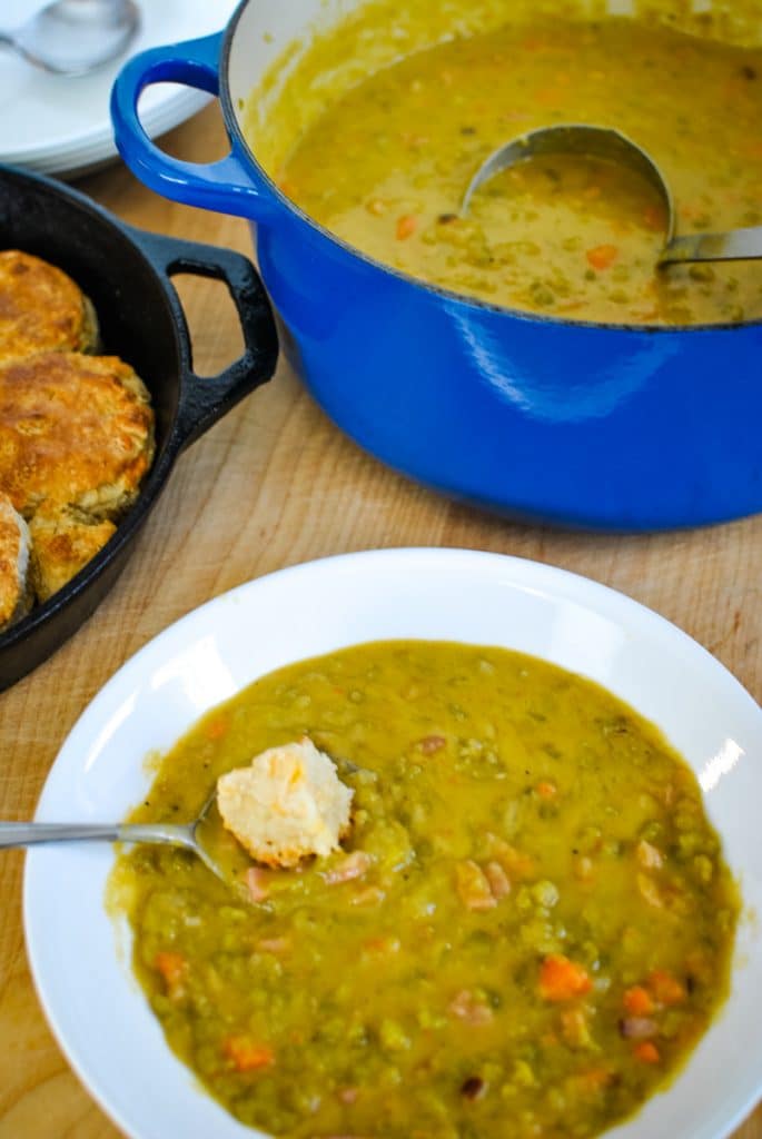 split pea soup recipe made in a dutch oven