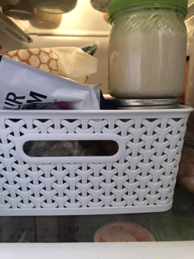 meal kit bin in fridge