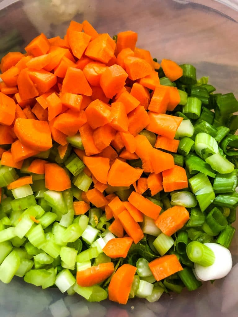 chopped up carrots for a salad