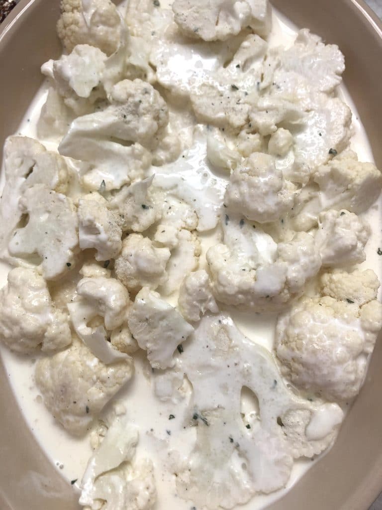cauliflower covered in cream
