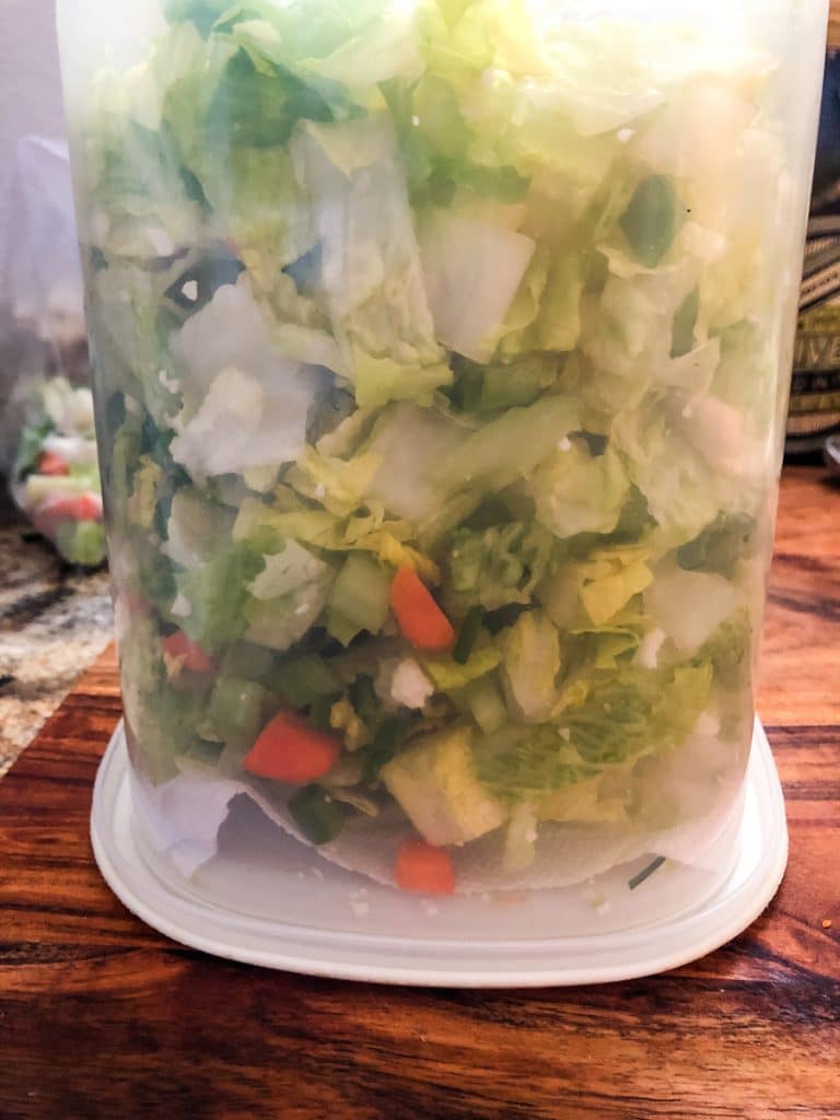 storing salad upside down