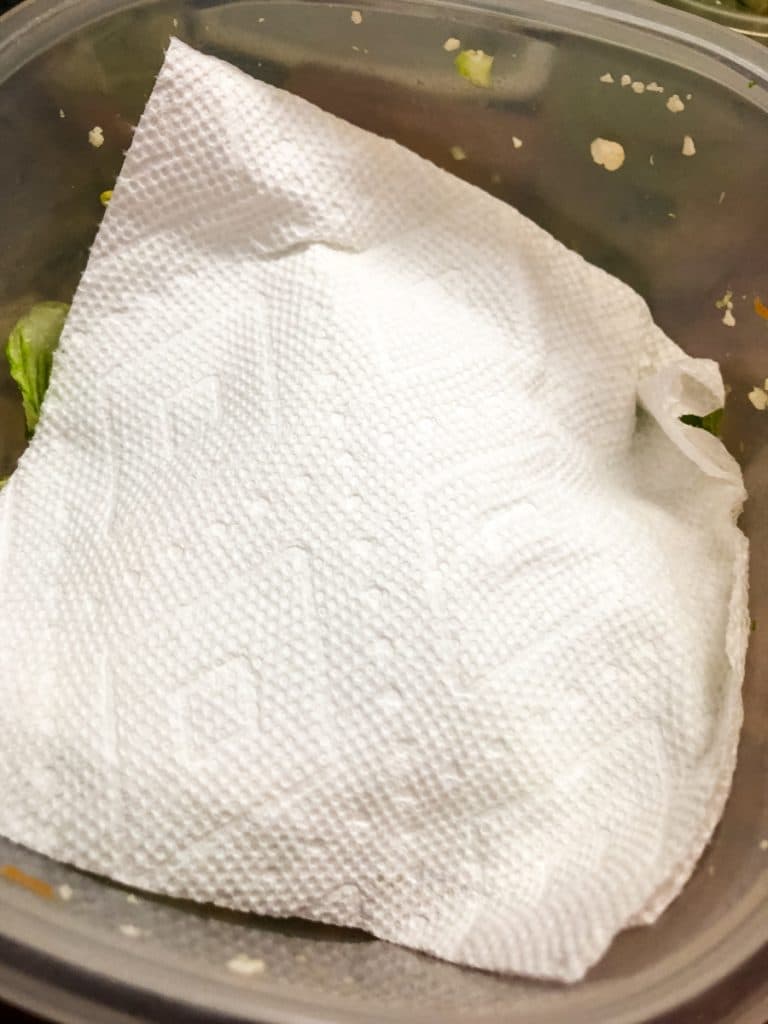 paper towel to keep salad crisp