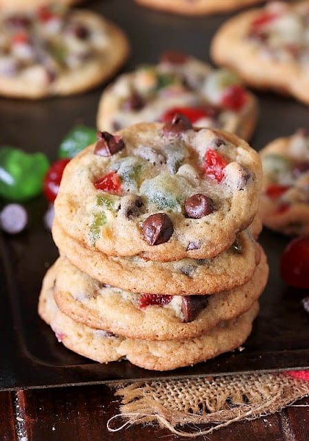 Candied Cherry Christmas Chocolate Chip Cookies