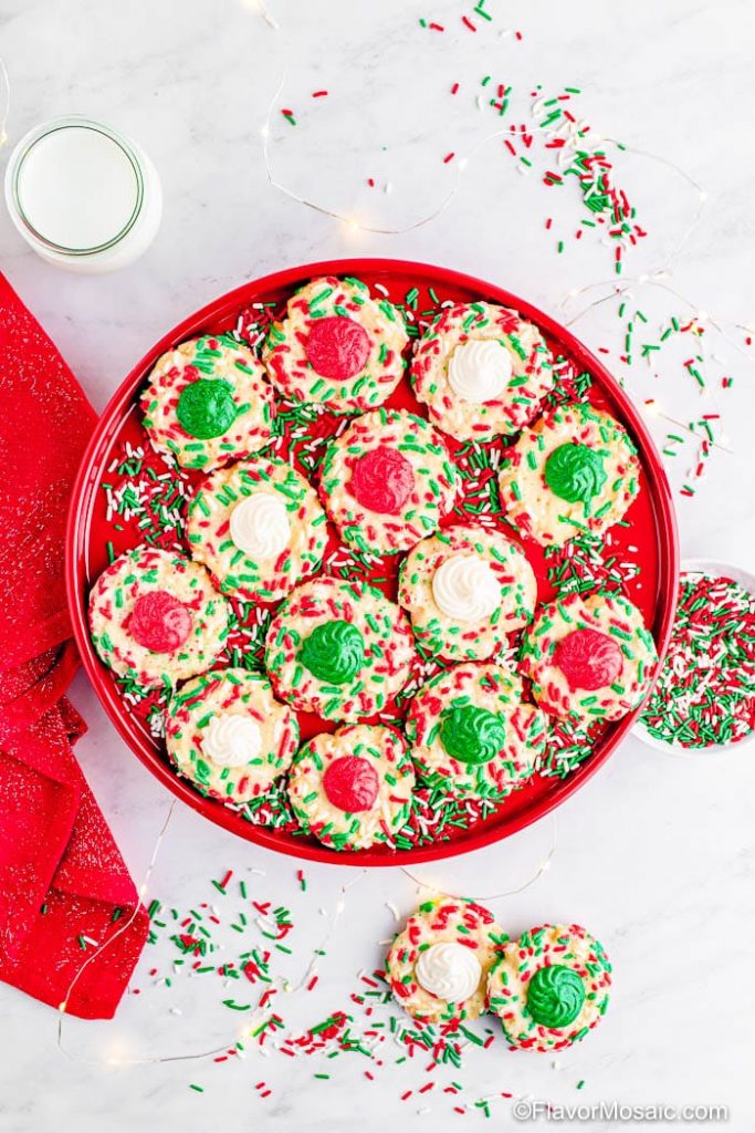 Christmas Shortbread Thumbprint Cookies