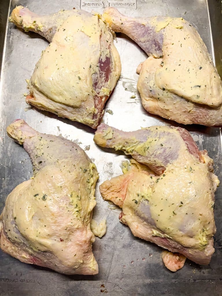 garlic herb butter on chicken legs