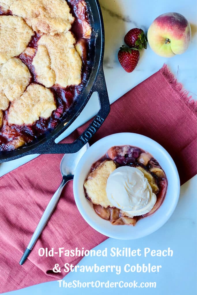 old fashioned peach and strawberry cobbler