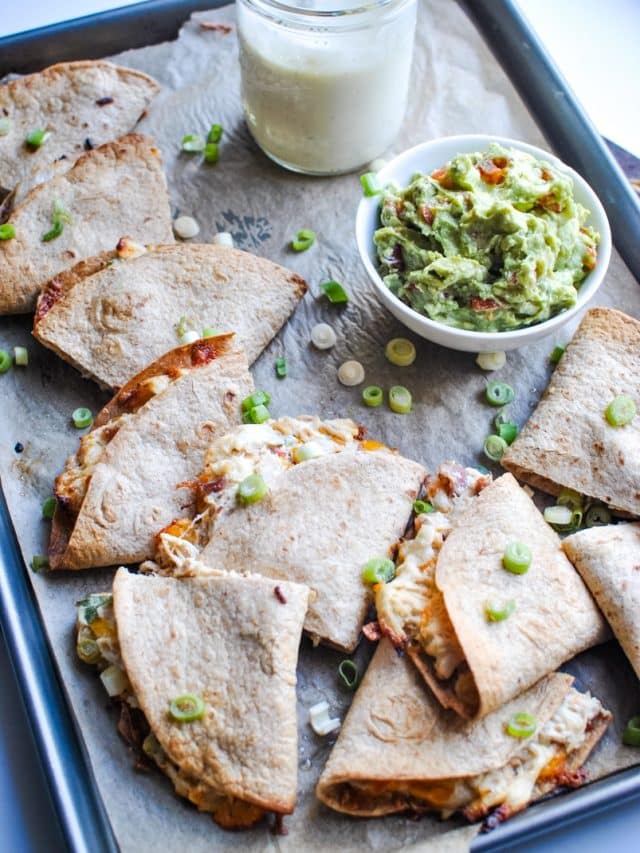 Sheet Pan Chicken Quesadillas