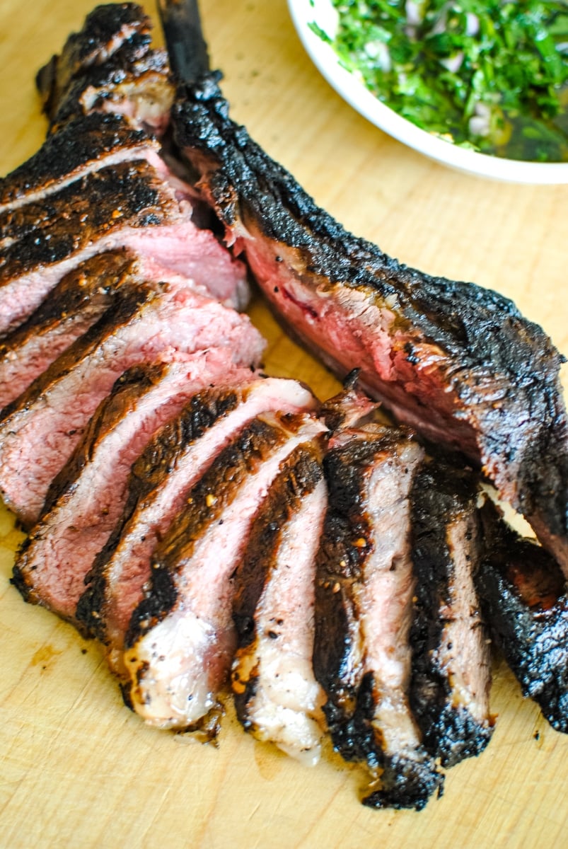 tomahawk steak on the grill