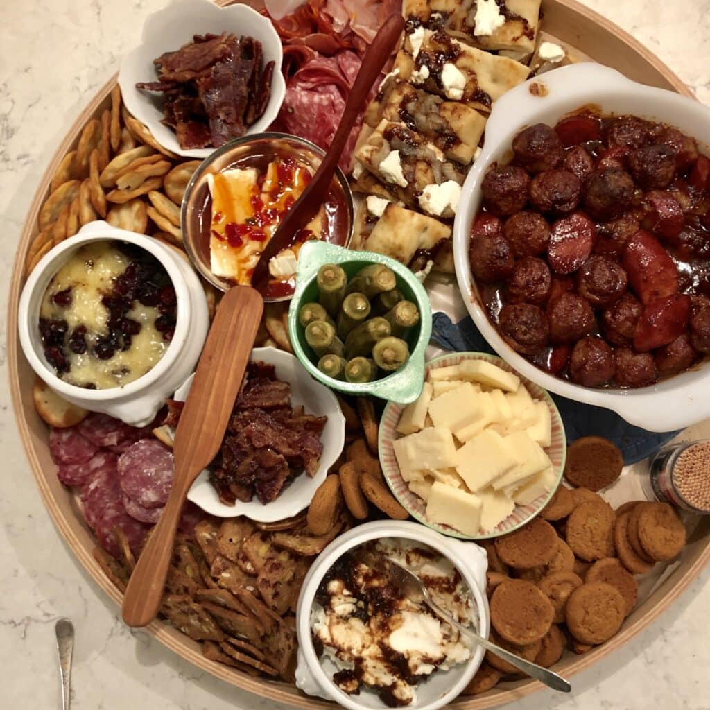 big grazing board filled with food