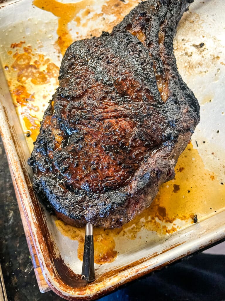 resting a tomahawk steak