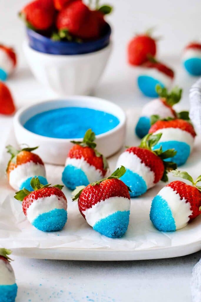 white chocolate dipped strawberries patriotic 4th of july recipes