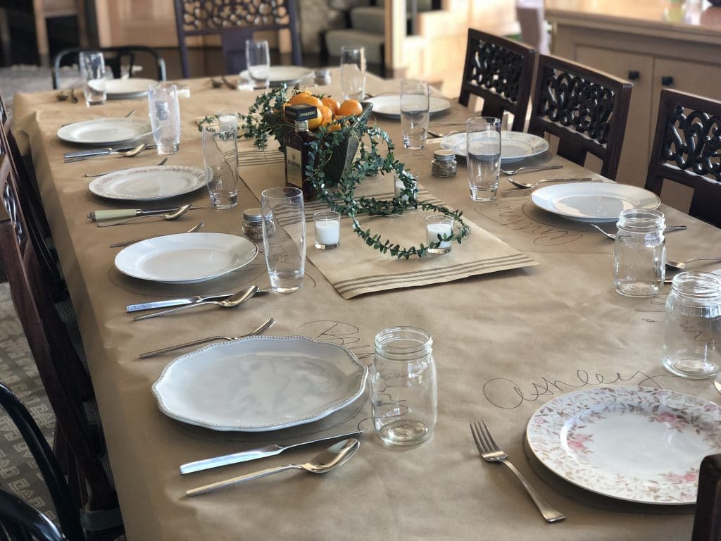 thanksgiving table setting with mismatched plates