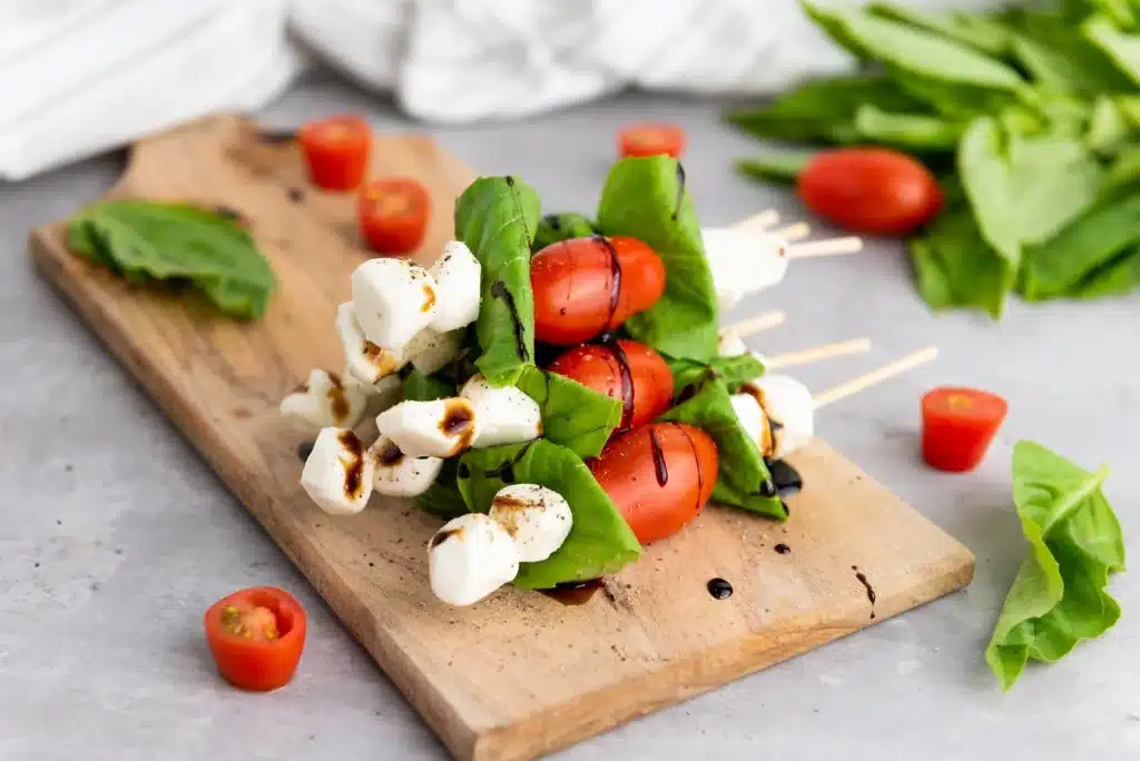 caprese skewers for christmas appetizer