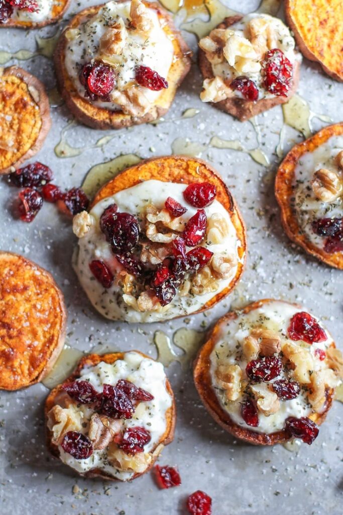 sweet potato rounds with herbed ricotta