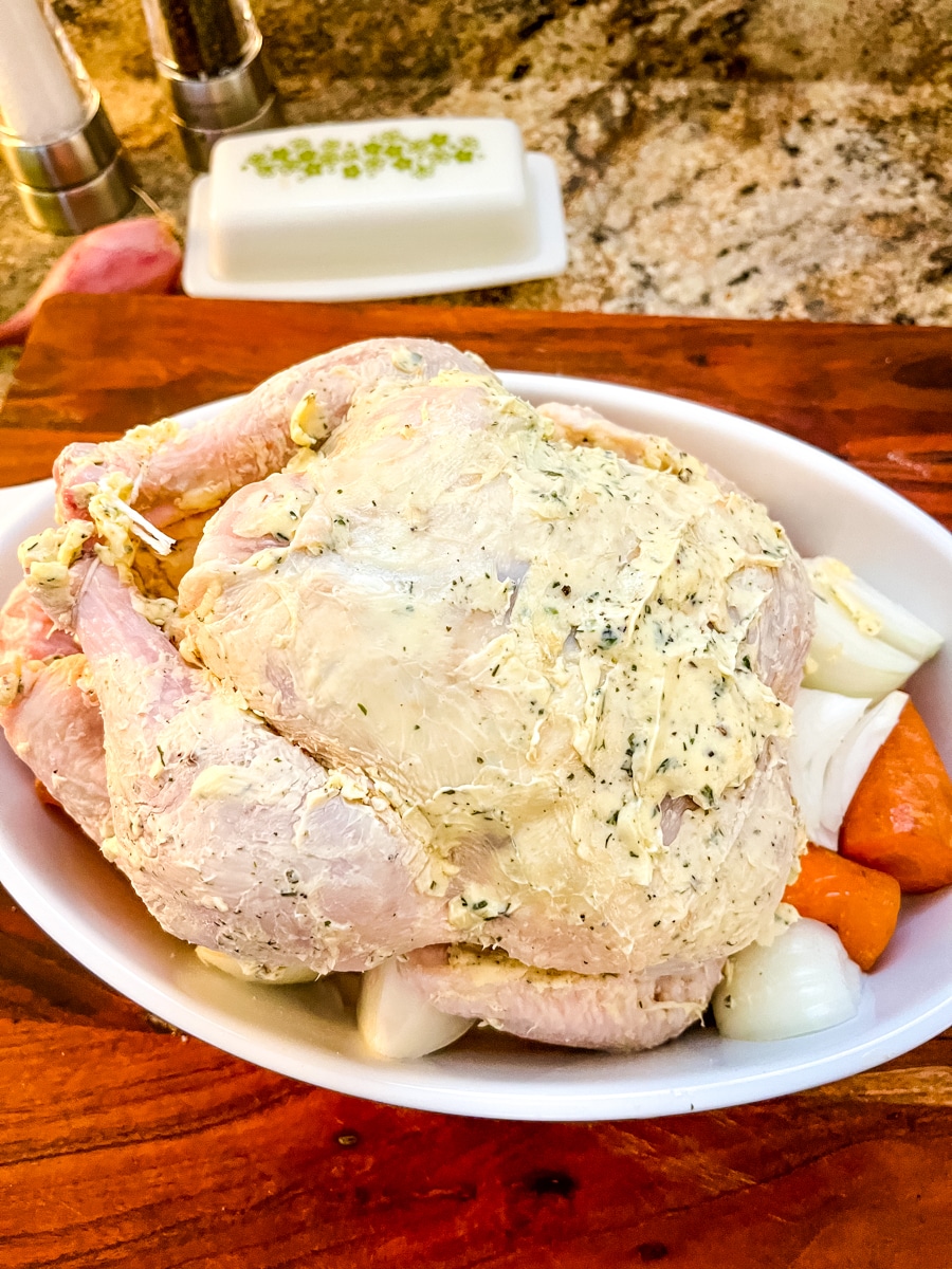 Herb Butter Roasted Chicken Recipe (Easy 3 Ingredient)