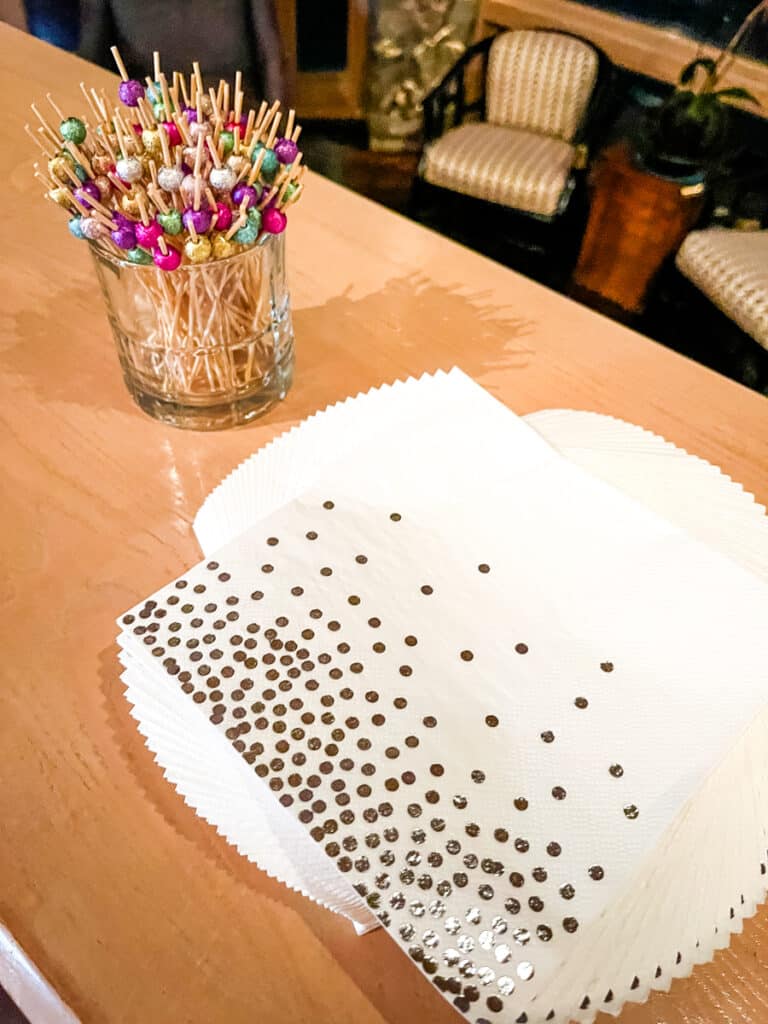 disco themed food picks and cocktail napkins