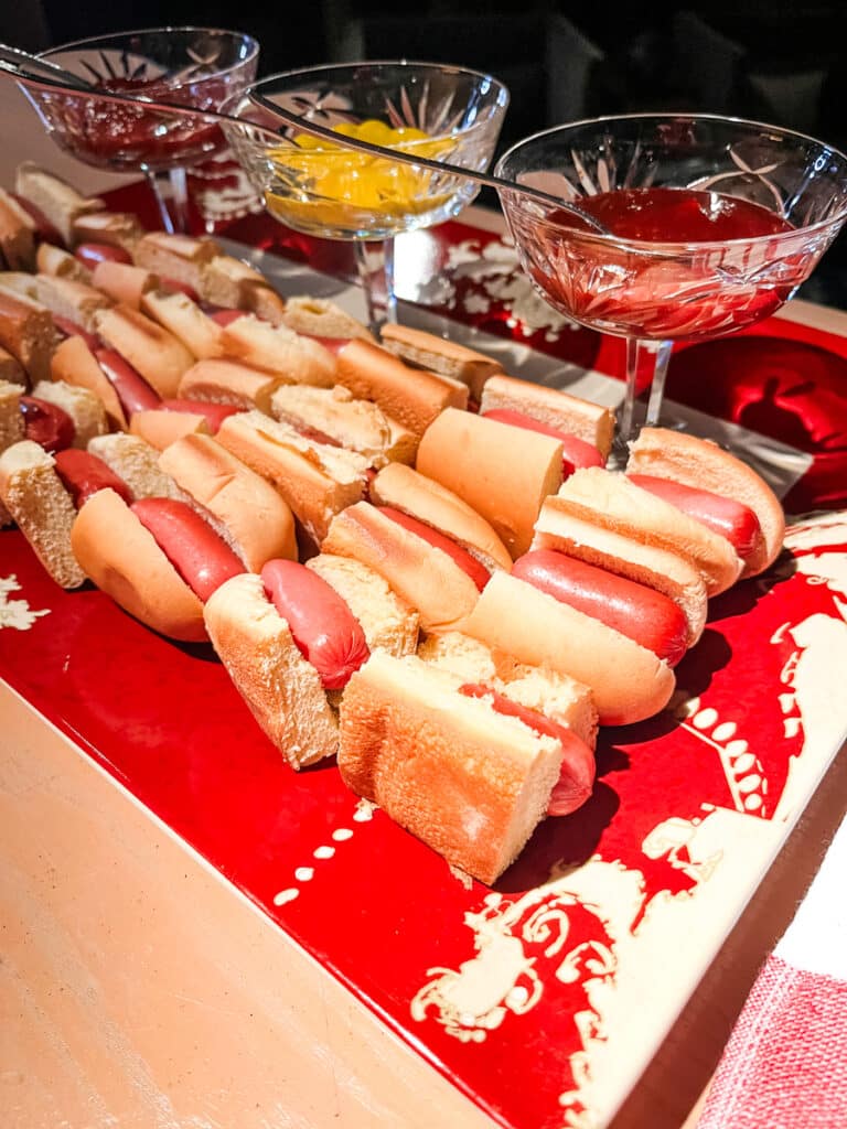 mini hot dog bar for a tini weenie party