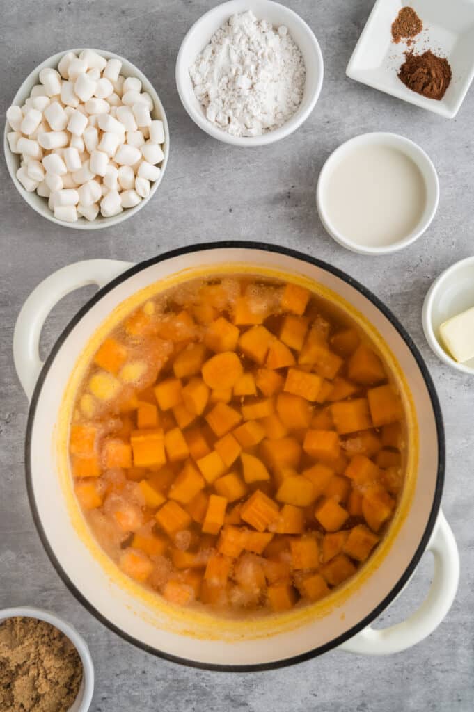 boiling sweet potatoes