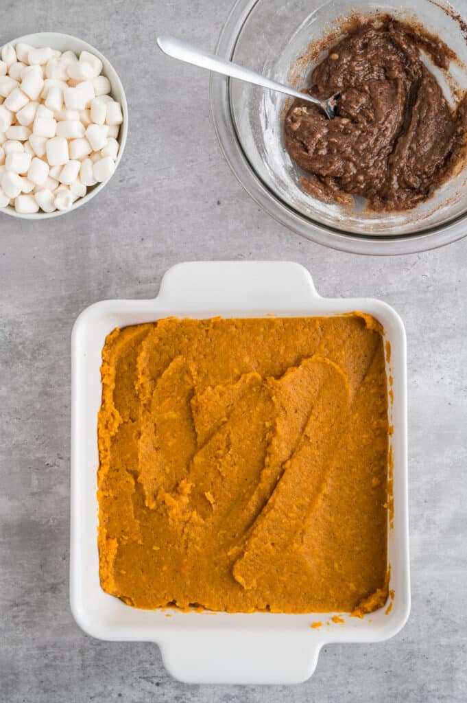 creamy sweet potato casserole with marshmallows