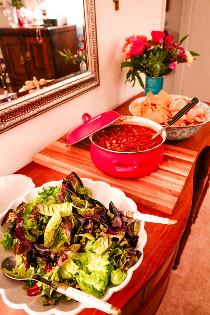 chili dinner party menu