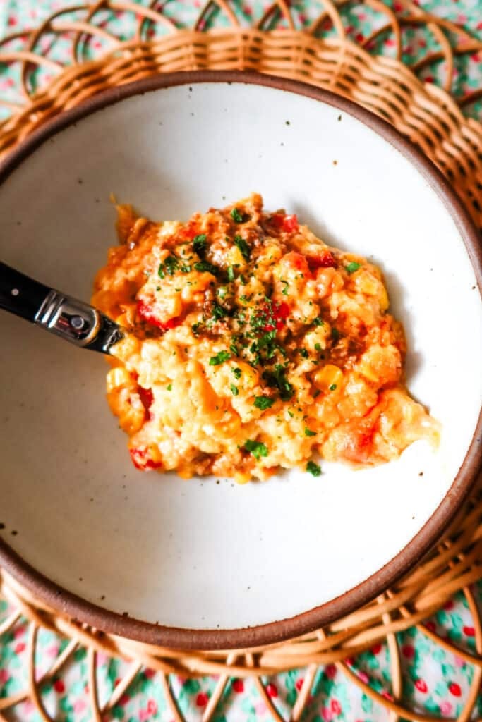 taco cornbread casserole with pimento cheese