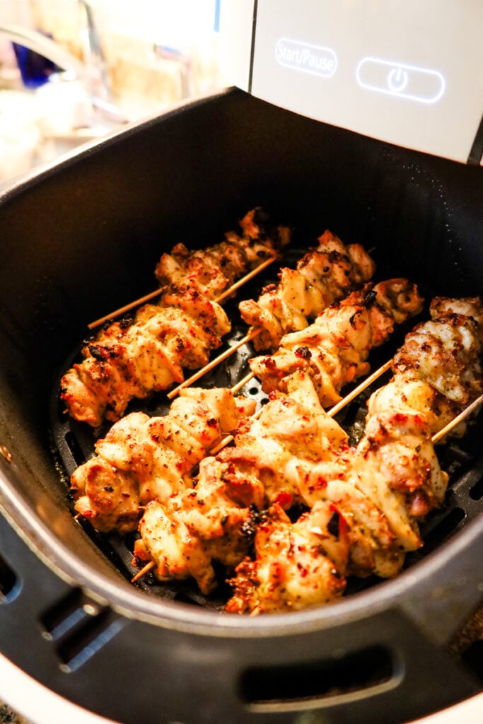 air frying chicken skewers