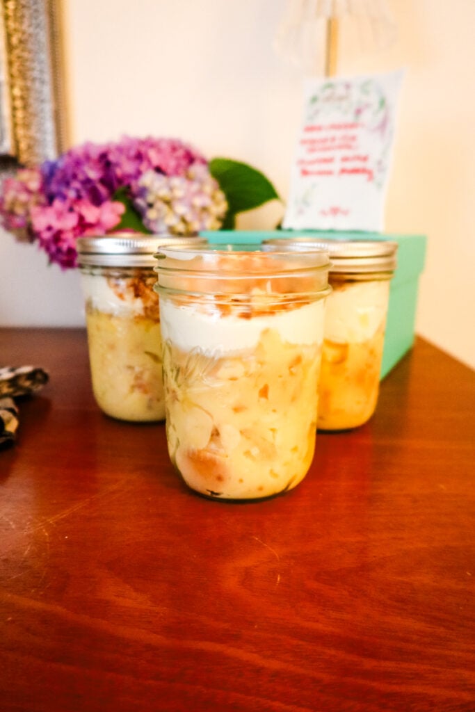 banana pudding jars with coconut and sea salt