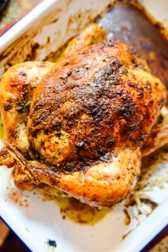 Roasted Thanksgiving Butternaise Chicken in Pan