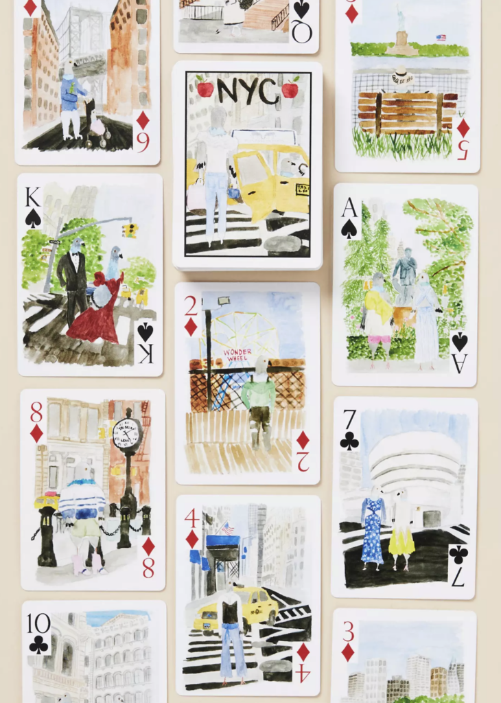 new york city watercolor playing cards from anthropologie