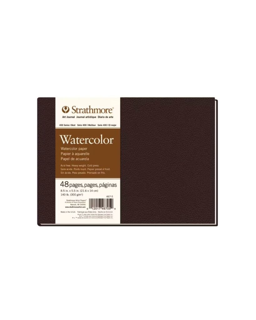 Strathmore 400 Series watercolor art journal with brown cover
